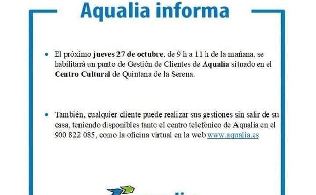 Aqualia habilita un punto para la gestión de clientes en la casa de la Cultura