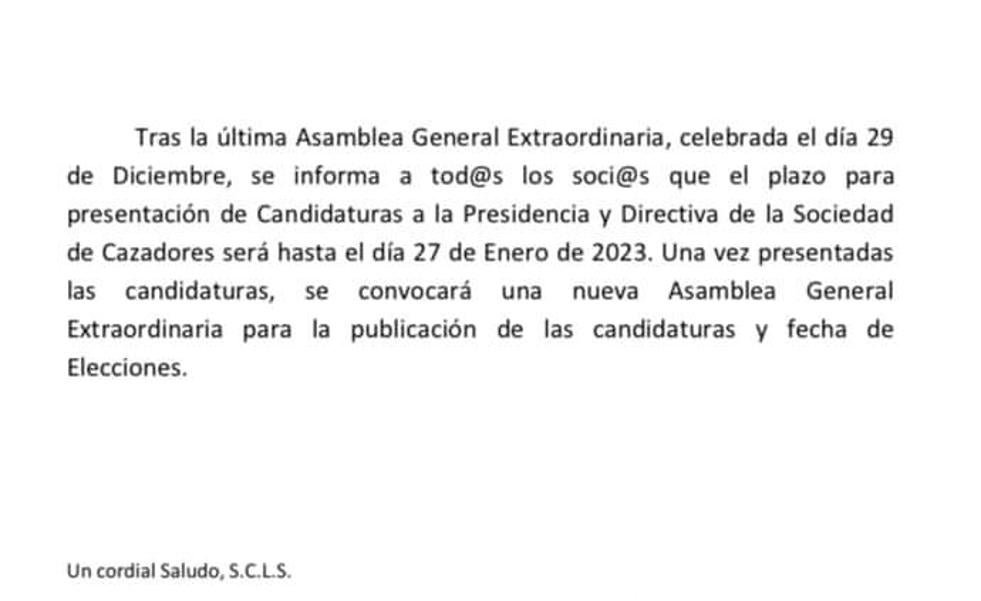 Cinco días para finalizar el plazo para la presentación de candidaturas