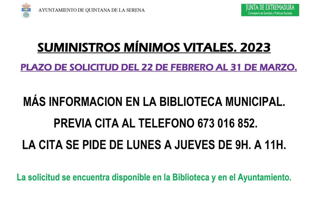 Abierto el plazo para solicitar los suministros vitales en 2023
