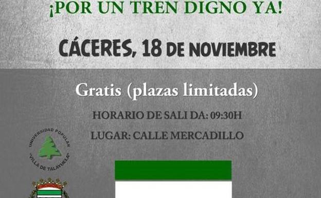 El Ayuntamiento pondrá un autobús gratis para la manifestación por un tren digno de Cáceres