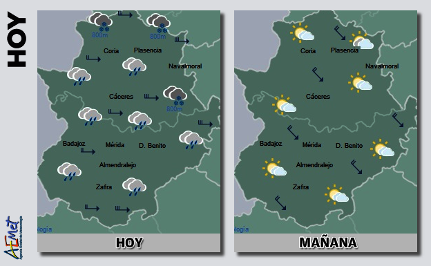 Aviso por nieve en el norte de Cáceres y alerta por viento en toda la región