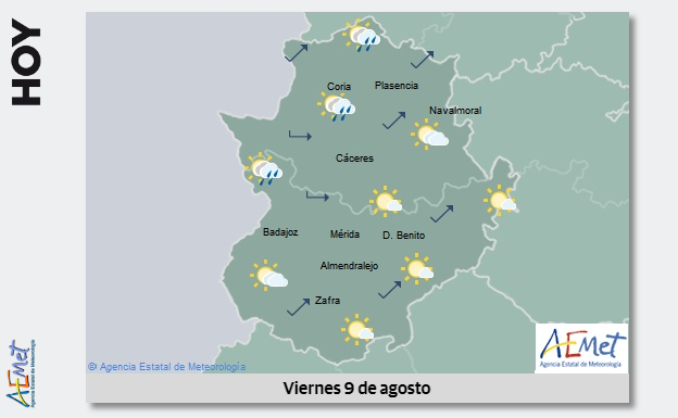 Lluvias débiles en norte y oeste de Cáceres, que podrían extenderse al resto de la región