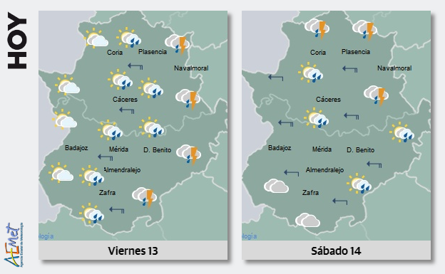 Extremadura espera este viernes lluvias que pueden ser fuertes