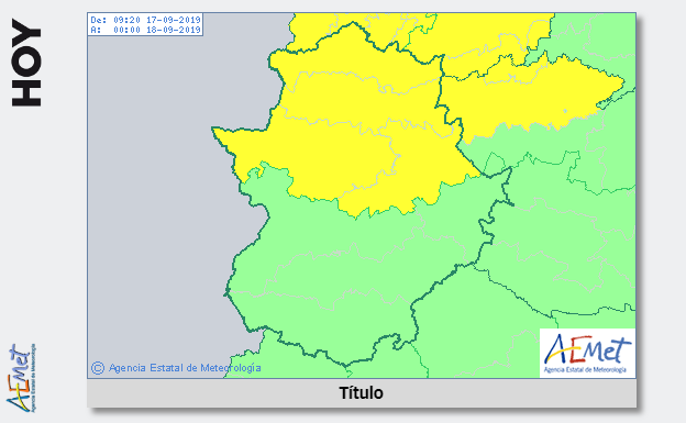 El 112 activa a las 14 horas la alerta por lluvias y tormentas en la provincia de Cáceres