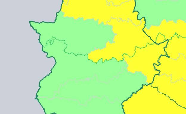 Las comarcas del norte y el este de Extremadura permanecerán en alerta amarilla este viernes