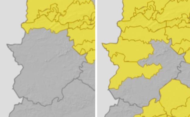 Los avisos por fuertes lluvias y tormentas se amplían el viernes a toda la provincia de Cáceres