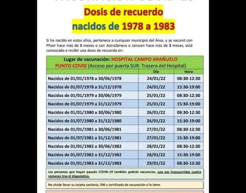 La próxima semana, dosis de recuerdo para los nacidos de 1978 a 1983