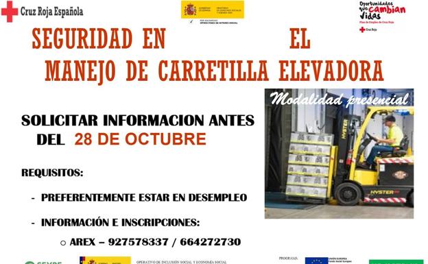 Abierto el plazo de inscripción del curso de carretilla elevadora