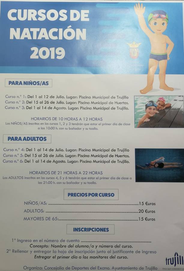 La Concejalía de Deportes ya tiene diseñados los cursos de natación