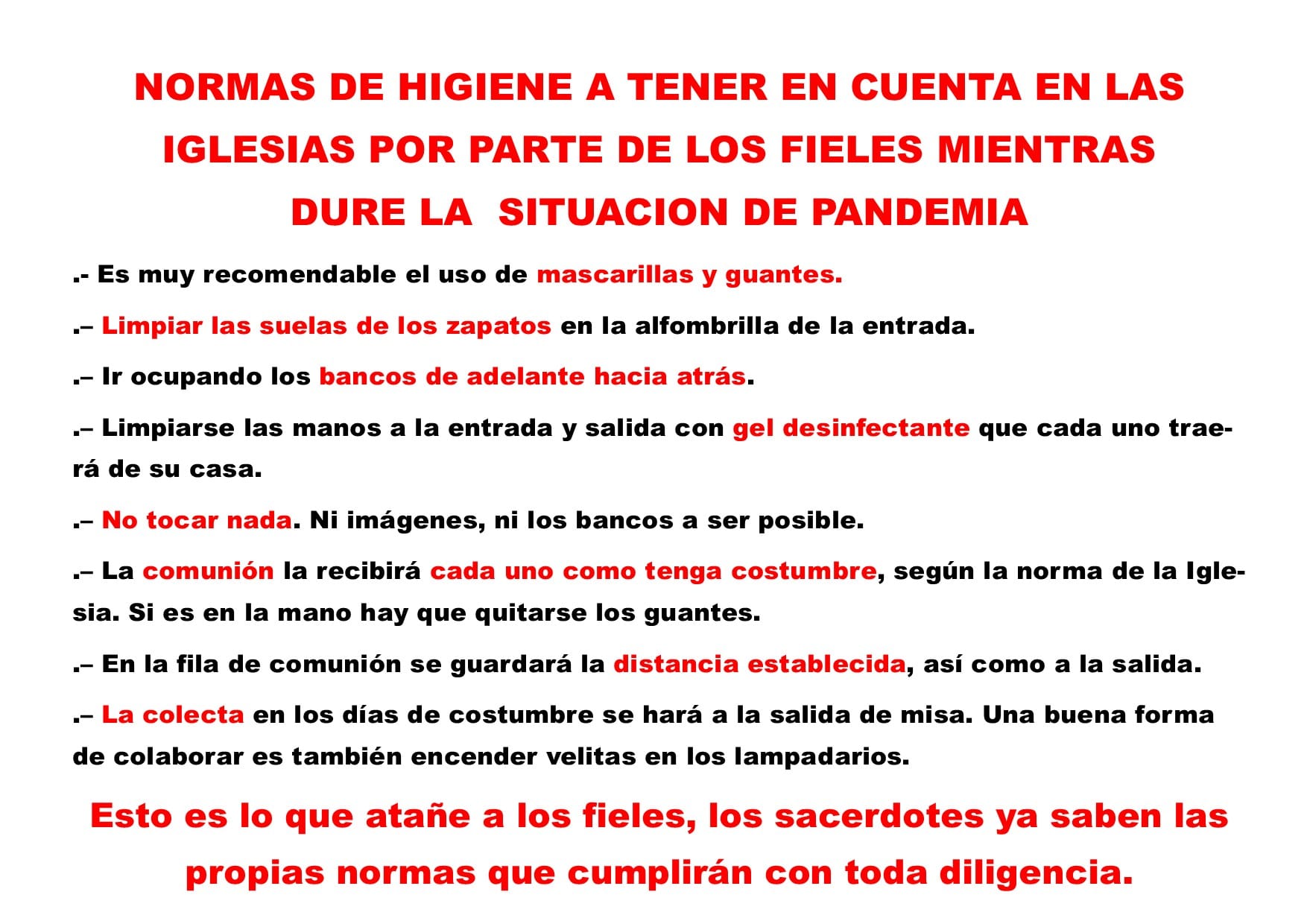 Recomendaciones y nuevos horarios de misas en las iglesias de San Martín y San Francisco