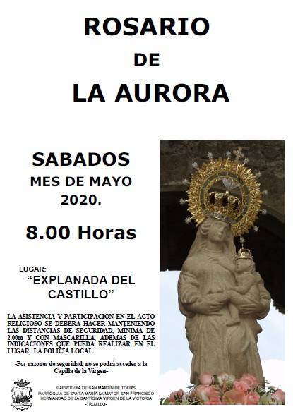 El Rosario de la Aurora, en la explanada del castillo y con mascarilla