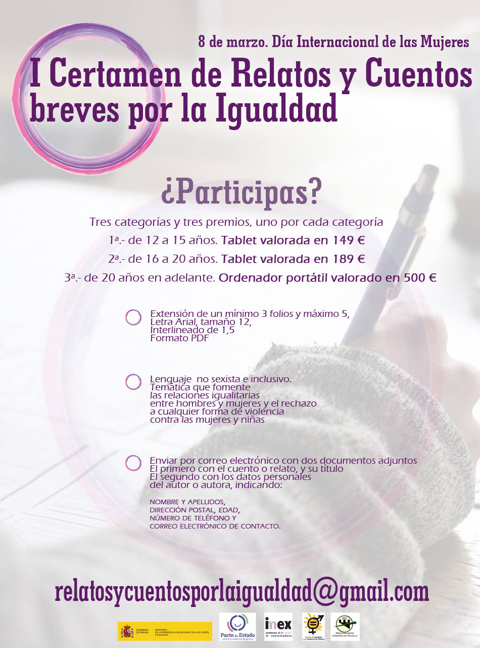 Ya está en marcha el I certamen de relatos y cuentos breves por la igualdad