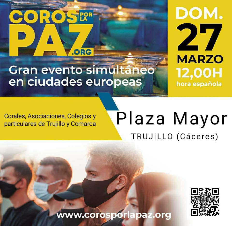 Agrupaciones musicales cantarán por la paz este domingo, a las doce, en la plaza Mayor