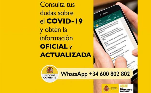 El Gobierno pone en marcha Hispabot-Covid19, un canal de consulta sobre el COVID-19 a través de WhatsApp