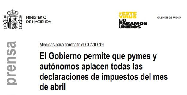 Se aplazan las declaraciones de impuestos del mes de abril