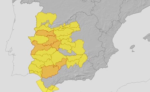 Este viernes, alerta amarilla y el sábado, alerta naranja