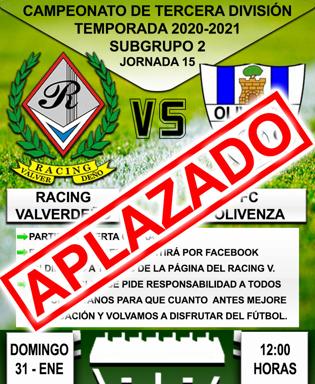 Suspendido el Racing Valverdeño – Olivenza del domingo