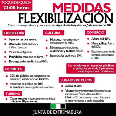 Publicado el DOE con la flexibilización de las medidas