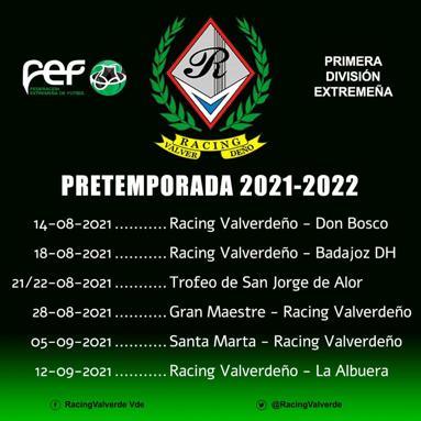 Ya se conocen los encuentros de pretemporada que disputará el Racing Valverdeño