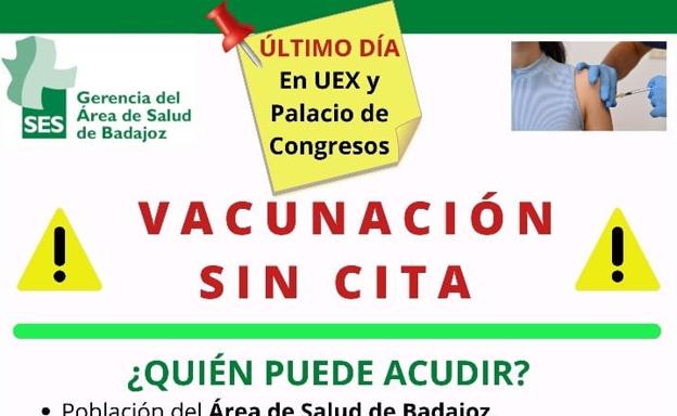 Vacunación sin cita en la Universidad de Extremadura