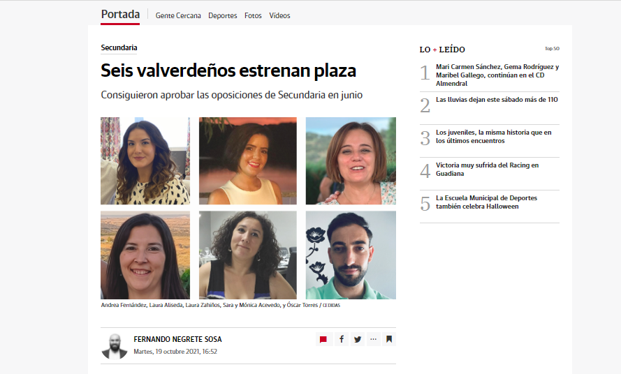 HOY Valverde cierra octubre con más de 74.500 informaciones consultadas