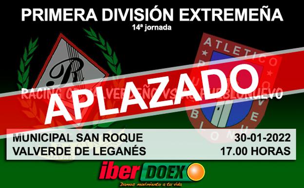 Se aplaza el Racing Valverdeño – Pueblonuevo de este domingo