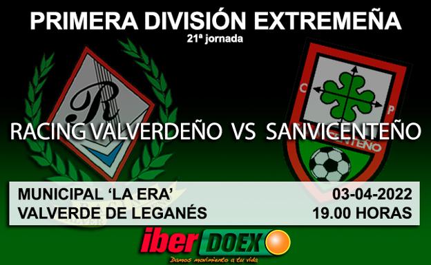 El Racing Valverde se juega gran parte de sus posibilidades de jugar la promoción contra el Sanvicenteño