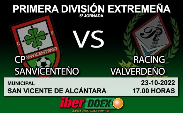 El Racing Valverdeño visita al penúltimo clasificado, el Sanvicenteño