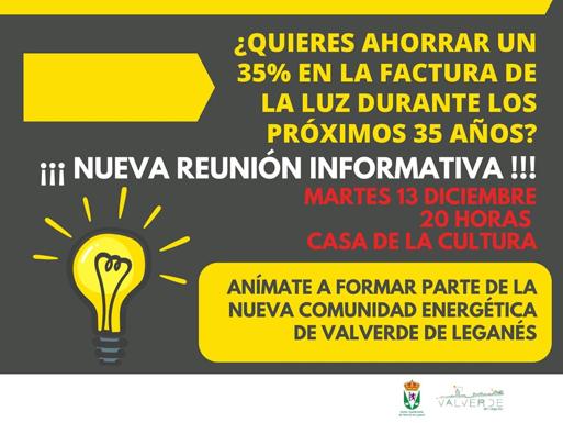 Esta tarde hay una nueva reunión para la Comunidad Energética Local