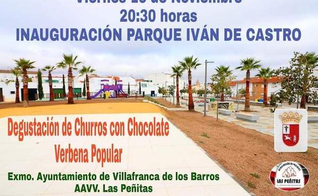 Esta noche se inaugura el Parque Iván de Castro en la Barriada de 'Las Peñitas'