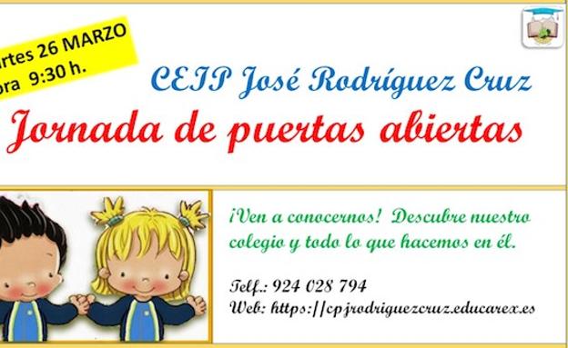 El CEIP Rodríguez Cruz celebra el martes 26 de marzo una jornada de puertas abiertas para todas las las familias