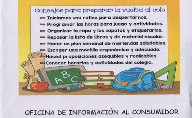 La OMIC ofrece consejos en un díptico informativo para la vuelta al Cole