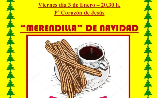 Merendilla de chocolate con churros para los socios del barrio de la Coronada