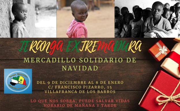 El 9 de diciembre Teranga Extremadura inaugurará su IV Mercadillo Solidario de Navidad