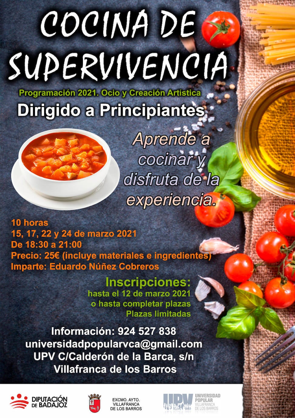 «Cocina de supervivencia», curso impartido en la Universidad Popular