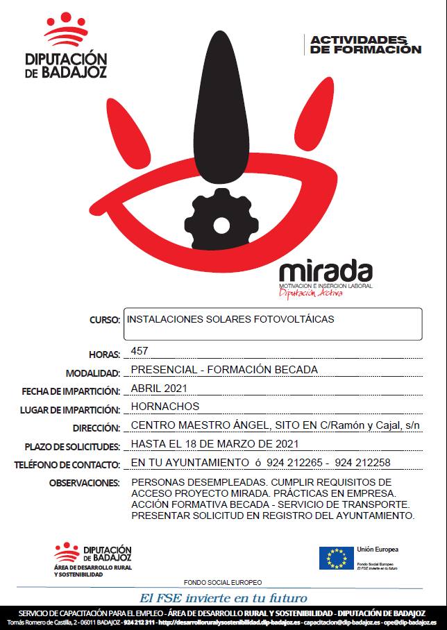 Formación sobre instalaciones solares fotovoltaicas