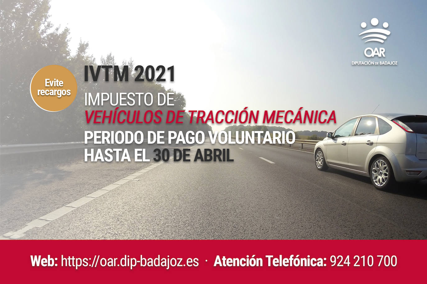 El viernes 30 de abril finaliza el pago voluntario del impuesto de circulación o rodaje (IVTM) que gestiona el OAR