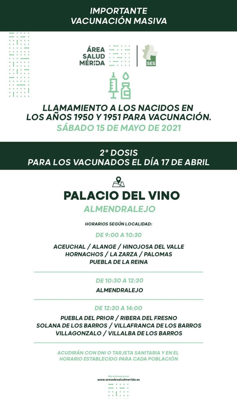 Vacunación 2º dosis para los nacidos en los años 1950 y 1951