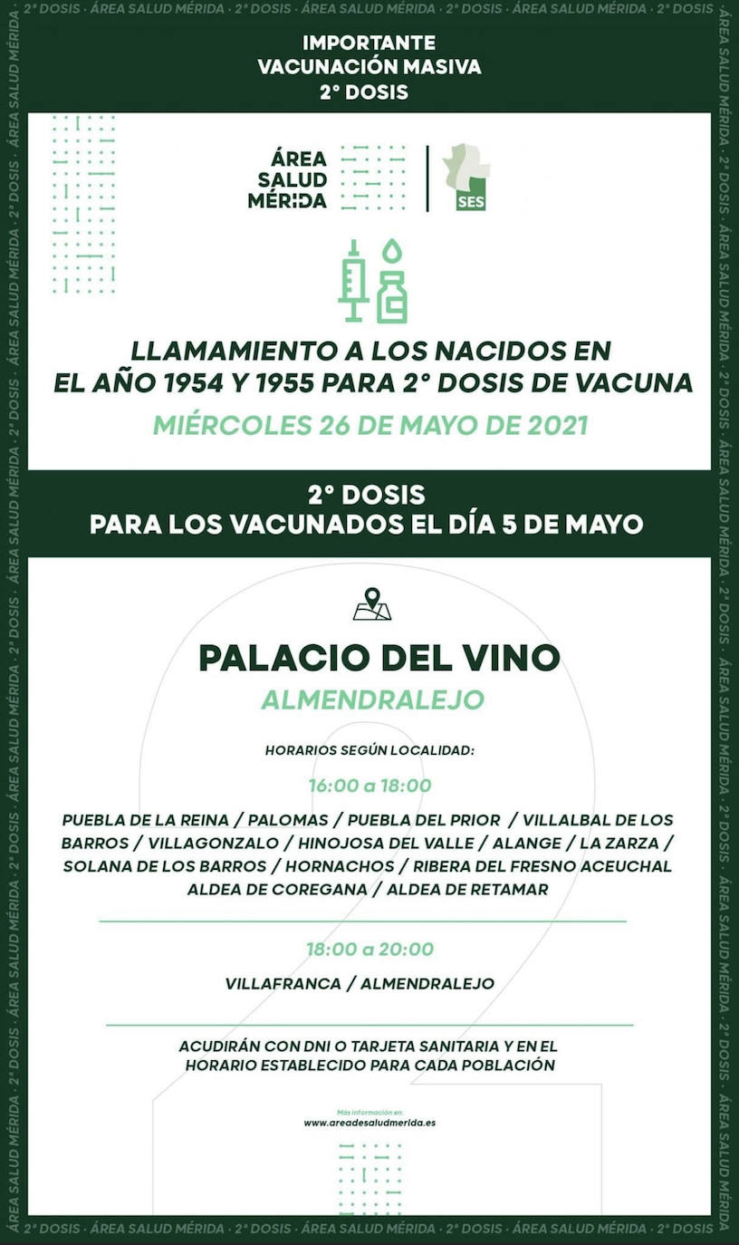 2º dosis de la vacuna contra el coronavirus para los nacidos en 1954 y 1955