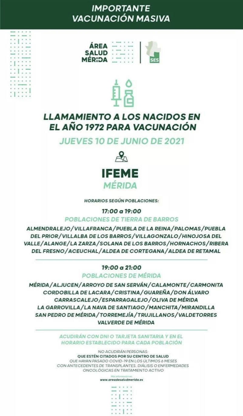 Vacunación contra el COVID-19 para los nacidos en el año 1972
