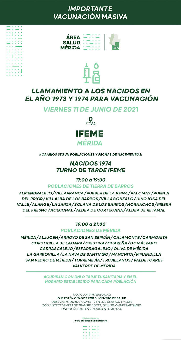 Vacunación contra el COVID-19 para los nacidos en el año 1974