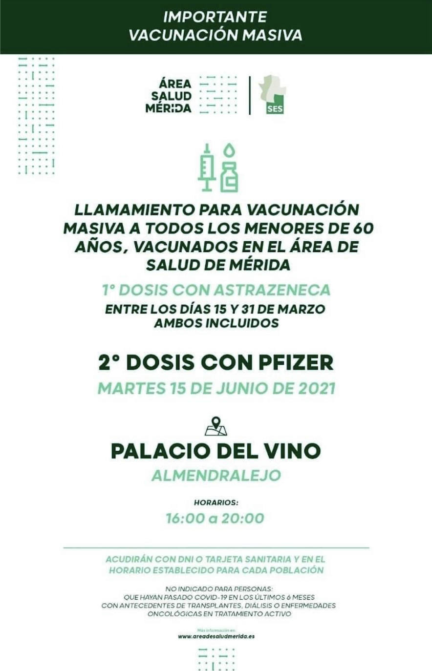 Vacunación masiva para los menores de 60 años que hayan recibido la 1ª dosis de Astrazeneca