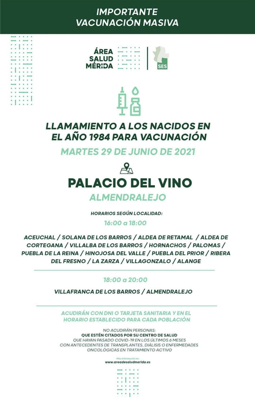 Vacunación contra el COVID-19 para los nacidos en el año 1984