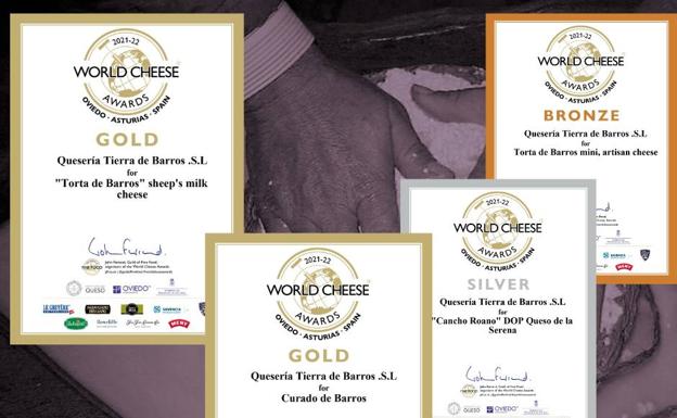 Doble oro, plata y bronce para Quesería Tierra de Barros en el World Cheese Awards
