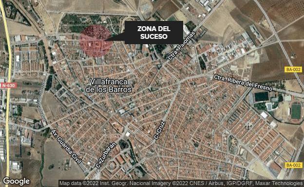 En estado crítico una mujer de 67 años atropellada en Villafranca de los Barros