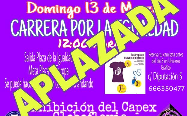La asociación de mujeres 'María Flores' aplaza la carrera por la igualdad de este domingo por previsión de lluvias