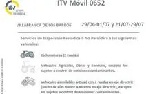 Una estación móvil de la ITV volverá a Villafranca los próximos 29 de junio, 1, 21 y 29 de julio