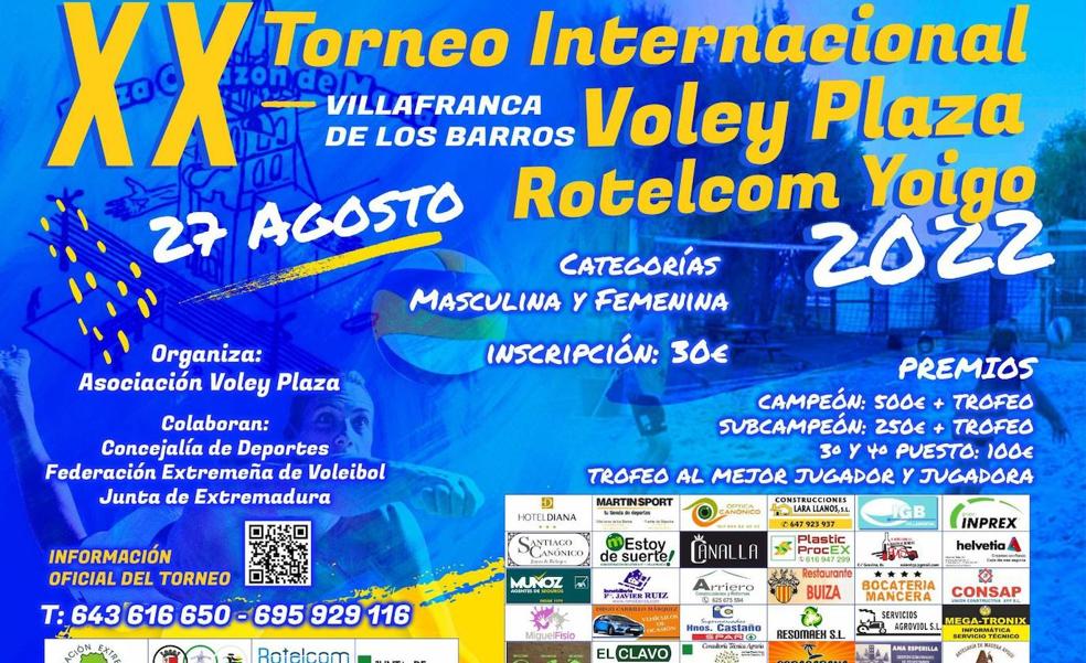 Vuelve a Villafranca el XX Torneo Internacional de Voley Plaza, el decano de las competiciones de voleibol de verano en Extremadura