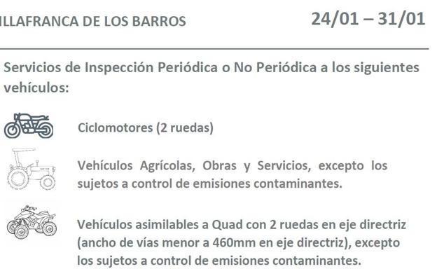 Una estación móvil de la ITV vuelve a Villafranca hasta el 31 de enero