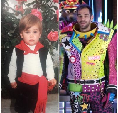 José Manuel Calderón con traje regional de niño, y tras su paso por el concurso Mask Singer. 